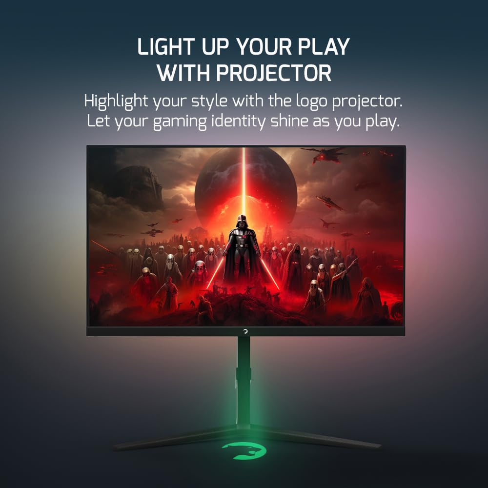 GAMEPOWER Rapid 27 Zoll Gaming Monitor, 360Hz, 1ms, Full HD 1080P, IPS-Panel, HDR, Anti-Glare, Pivot, FreeSync & G-Sync, mit Lautsprecher, höhenverstellbar, Laser-Logo