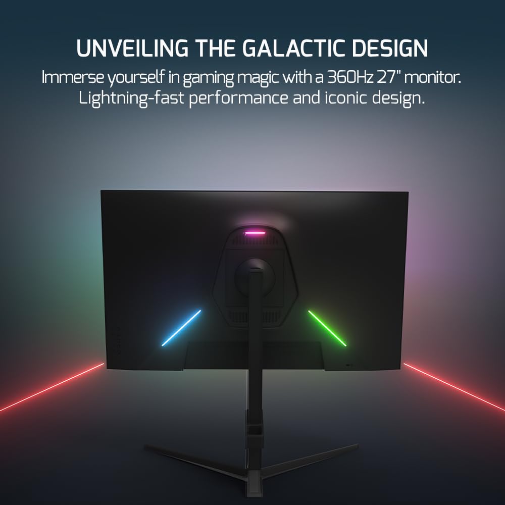 GAMEPOWER Rapid 27 Zoll Gaming Monitor, 360Hz, 1ms, Full HD 1080P, IPS-Panel, HDR, Anti-Glare, Pivot, FreeSync & G-Sync, mit Lautsprecher, höhenverstellbar, Laser-Logo