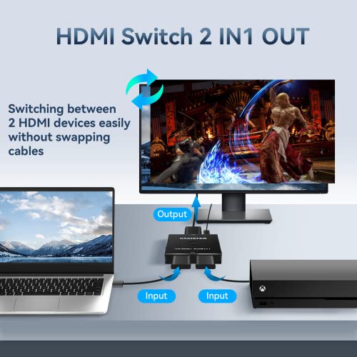 HDMI-Switch 4K 120Hz 2 in 1 Out 2 Port Switch 1 Monitore 2 Computer 2K 144Hz KVM Switches Monitor Switches HDMI2.1 8K 60Hz Daoistek (HDMI 2.*1 4K 60Hz)