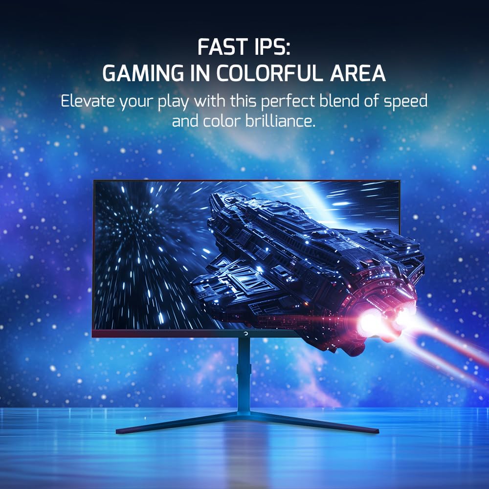 GAMEPOWER Rapid 27 Zoll Gaming Monitor, 360Hz, 1ms, Full HD 1080P, IPS-Panel, HDR, Anti-Glare, Pivot, FreeSync & G-Sync, mit Lautsprecher, höhenverstellbar, Laser-Logo