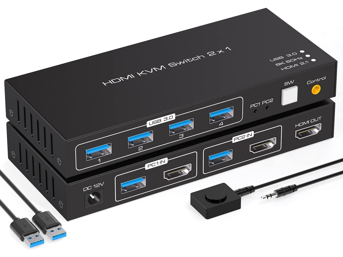 VPFET 4K120Hz HDMI USB 3.0 KVM Switch 2 PC 1 Monitore 8K60Hz KVM Switches für 2 Computer teilen sich 1 Satz Maus Unterstützt Desktop Steuerung Enthält 2 USB 3.0 Kabel und Netzteile