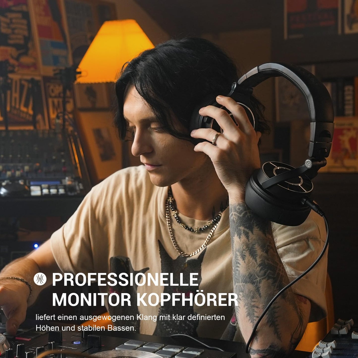 OneOdio Kopfhörer mit Kabel, Monitor 60 Professioneller geschlossener Studio Kopfhörer 38 Ohm, Kopfhörer Over Ear mit 50mm Treiber Hi-Res Audio, Abnehmbares Kabel(3.5mm/6.35mm), für Podcast, Handy, PC
