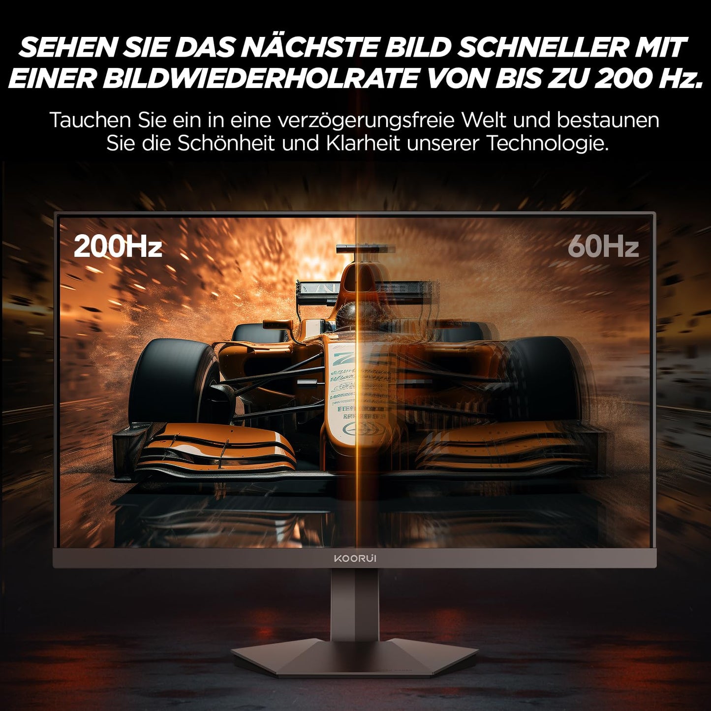 KOORUI G2511P 25 Zoll Gaming Monitor - 200Hz FHD 1920x1080 Fast IPS HDR400, Adaptive Sync 1ms GtG Bildschirm, 75x75 mm VESA