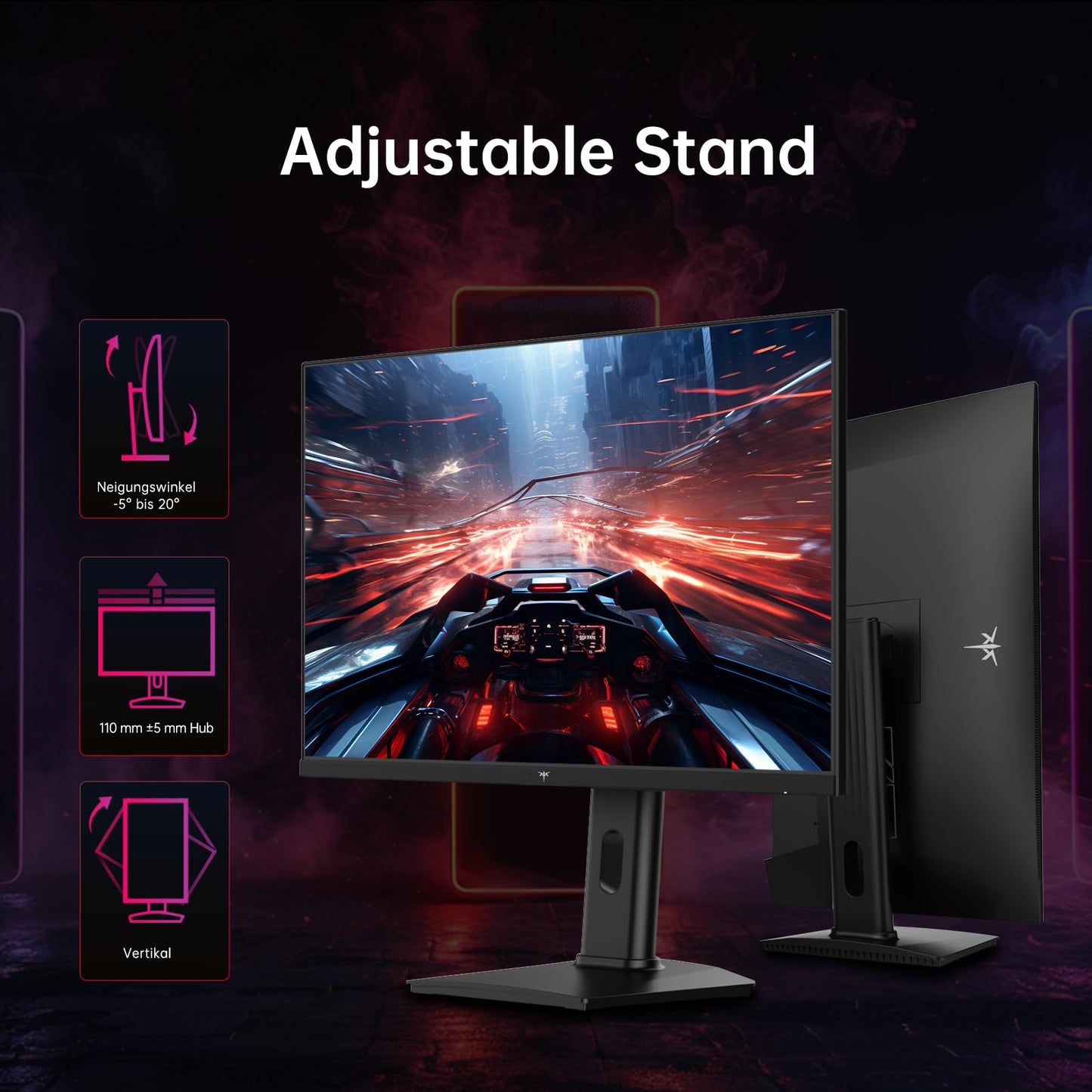 KTC Gaming Monitor 25 Zoll | 300Hz (OC 320Hz) | FHD 1080P | Fast IPS Panel | 1ms | Adaptive-Sync | HDR10 | 119% sRGB | HDMI x2, DP x1 | Schwenken, Heben Stand | Wandmontage VESA 100 * 100mm | H25Y7