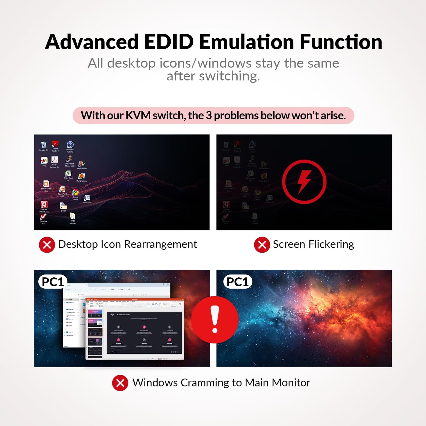 AV Access Docking Station KVM Switch 2 Monitors 2 Laptops, 4K KVM Dual Monitor, 2 USB-C MST Ports, 60W PD for Each PC, 1G Ethernet, EDID Emulation, 2K@144Hz,1080P@240Hz, Ideal for Home Office & Gaming