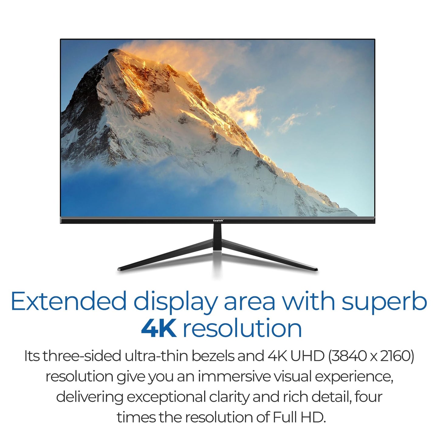 Gawfolk 32 Zoll Monitor 4K (3840 * 2160) UHD PC Gaming Monitor, VA Panel, HDR, HDMI/DP, 60Hz, schmaler Rand, 100x100mm VESA, 16:9, Black