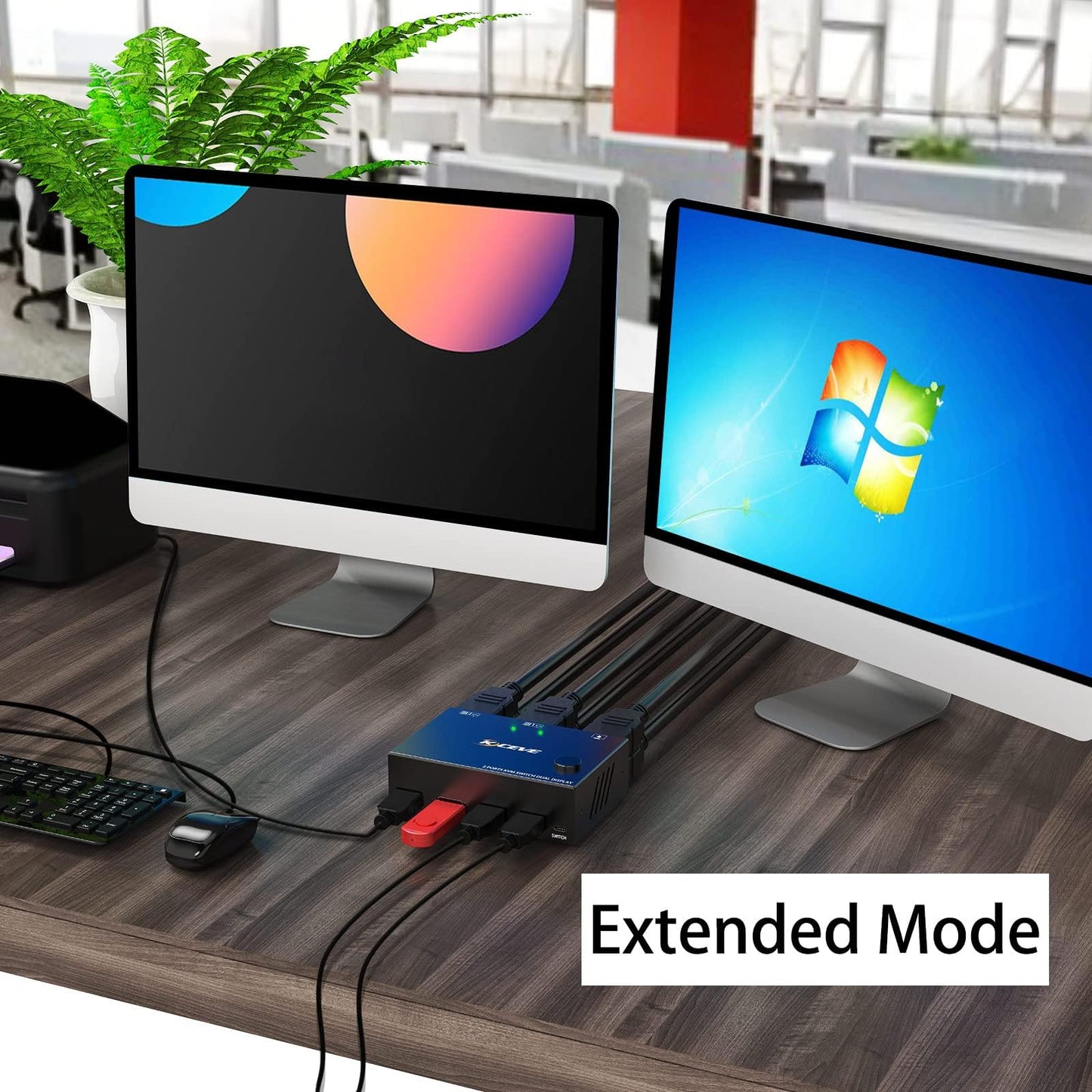 Dual Monitor KVM Switch HDMI 2 Port 4K@30Hz, MLEEDA KVM Switch 2 Monitore für 2 Computer teilen sich 2 Monitore und 4 USB 2.0 Hub, Desktop Controller und USB HDMI Kabel im Lieferumfang enthalten