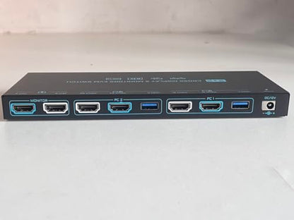 Dual-Modus KVM Switch 2 PC 2 Monitore 8K Dual Monitor HDMI 2.1 Cross Display 2 In 2 Out USB 3.0 KVM-Switches 8K@60Hz/4K@120Hz, mit 2 HDMI-Kabeln & 2 USB 3.0-Kabeln & kabelgebundener