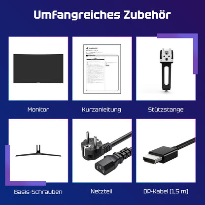 Amzfast Curved Gaming Monitor 27 Zoll, 240Hz(DP), FHD(1920x1080), sRGB 130%, DCI-P3 98%, VA Panel 1500R, 1ms GtG, Adaptive Sync, Eye-Care, VESA 100x100, HDMI 2.0/DP 1.4 mit DP-Kabel - AMZG27C1 Pro