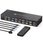 PVBCTCSID KVM Switch 4 PC 2 Monitore 4K60Hz HDMI KVM Switch 4 Port USB Umschalter 4 In 2 Out für 4 PC Dual Monitor Und USB3.0-Geräte Mit Vier USB3.0-Kabeln Und IR-Fernbedienung