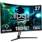 Minifire 27 Zoll Gaming Monitor, 180Hz, Curved Gaming Monitor, Lautsprecher, 1500R, 1Ms, sRGB130%, FHD 1080P Computer Bildschirm, VESA kompatibel, Eye Care Adaptive Sync HDMI＆DP Prots（MFG27C1 ）
