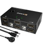 Dual Monitor KVM Switch HDMI 2 Port 4K@30Hz, MLEEDA KVM Switch 2 Monitore für 2 Computer teilen sich 2 Monitore und 4 USB 2.0 Hub, Desktop Controller und USB HDMI Kabel im Lieferumfang enthalten