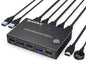 YOUTINGHDAV KVM Switch 2 PC 1 Monitor 4K@60Hz, USB 3.0 HDMI KVM Switch 2 Port EDID Emulator, USB HDMI Switch 2 PC Teilen 4 USB 3.0 Geräte Maus Tastatur, mit Wired Remote